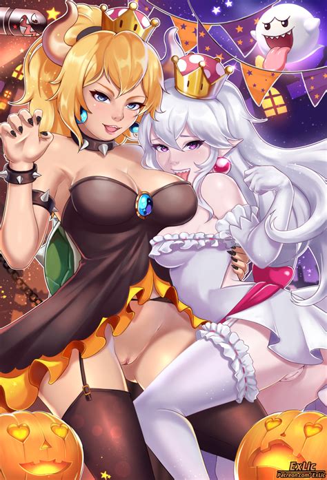 Rule 34 2girls Big Breasts Blonde Hair Blue Eyes Boo Mario Boosette Bowsette Bracelet