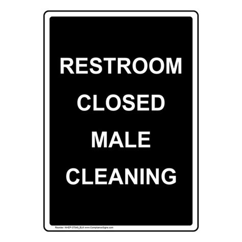 Black Vertical Sign Restroom Closed Male Cleaning