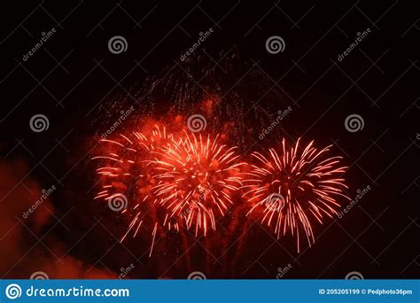 Fireworks Explosive On Dark Sky In Night Stock Image Image Of Fire