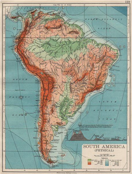 South America Map Of Population 1907 Old Antique Vintage Plan Chart