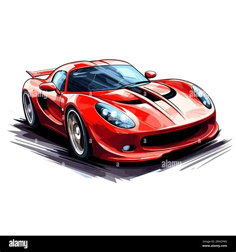 An Red Sports Car Driving Across The White Background In The Style Of
