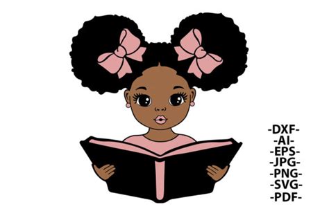 Black Girl Reading Book Graphic By 1uniqueminute · Creative Fabrica