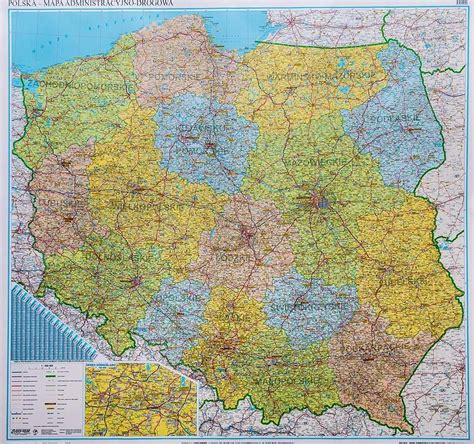 Polska Mapa Cienna Administracyjno Drogowa Tablic