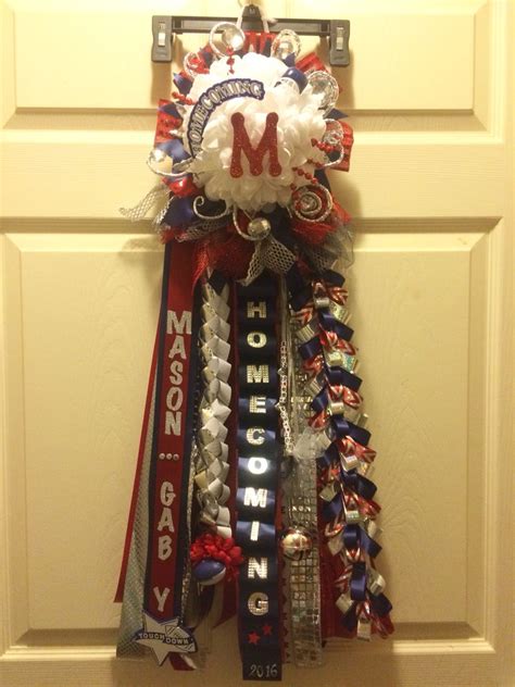 Mustang Homecoming Mum Red Navy White Silver And Bling Texas