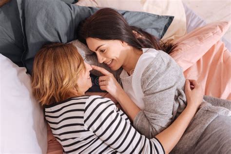 Two Loving Women Lying In Bed Stock Image Image Of Affection