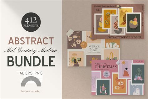 Abstract Mid Century Modern Bundle Graphic Objects Creative Market