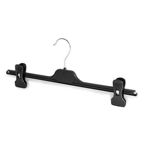 Black Plastic Clothes Hangers With Adjustable Clips 38 Cm Choice Of