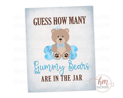 Teddy Bear Baby Shower Game Sing Guess How Many Gummy Bears Etsy