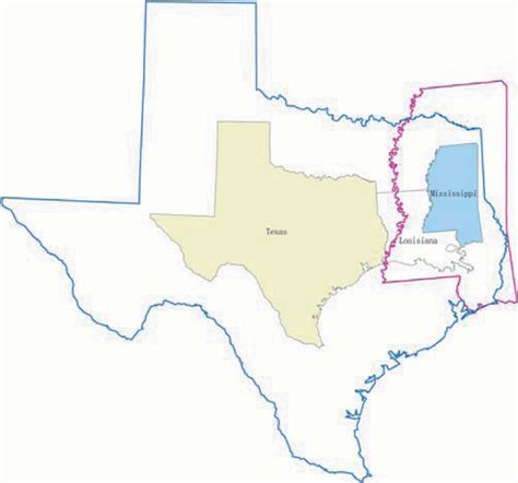 The Outlines Of Texas Louisiana And Mississippi The Expanded
