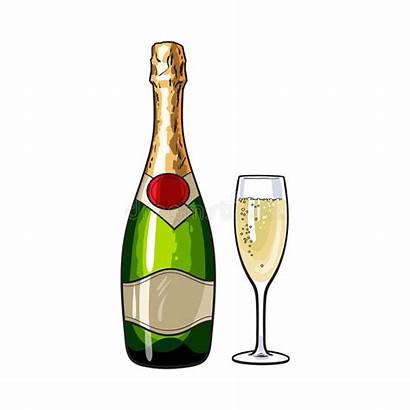 Champagne Sektflasche Champagneflaska Glas Glass Bottle Illustrazione
