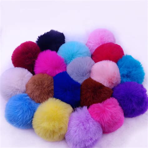 Color Cm Fur Ball Key Chain Trendy Fluffy Pompom Keychain Creative Pompon Ball KeyRing