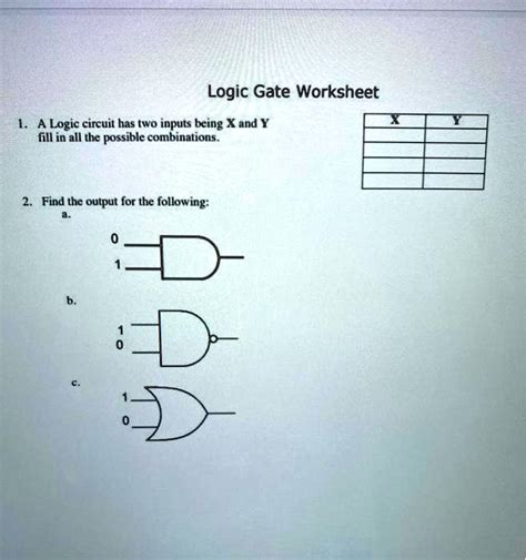 Solved Logic Gate Worksheet Logic Circuit Has Two Inputs Being X And Y