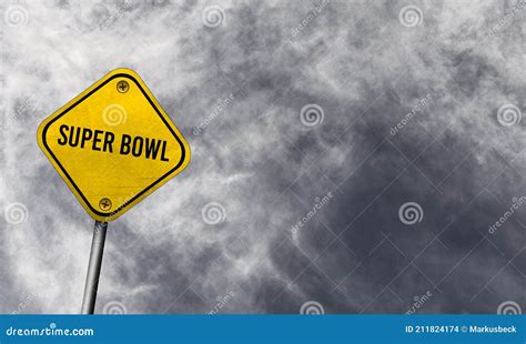 Super Bowl Sunday Yellow Sign With Cloudy Background Editorial Stock