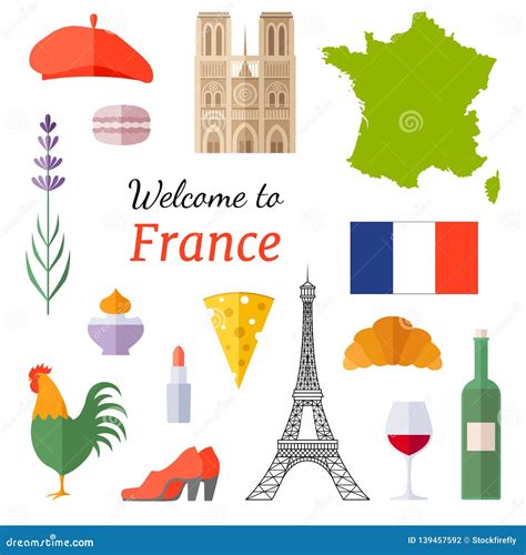 Card With The Image Of The Symbols Of France Vector Illustration Stock