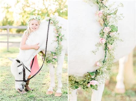 Flower Crowns And White Ponies Equestrian Portrait Session Flower