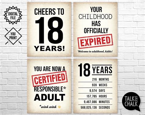 18th Birthday Printable Signs 18th Birthday Party Etsy Australia