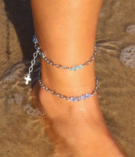 Jdavis Collection Blue Crystal Chain Anklet