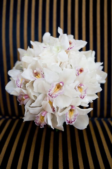 White Orchid Bridal Bouquet With Touches Of Pink