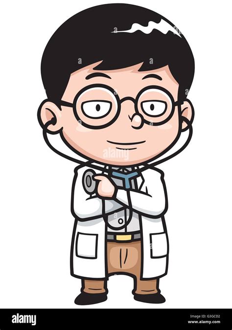 Vector Illustration Of Cartoon Doctor With Stethoscope Stock Vector