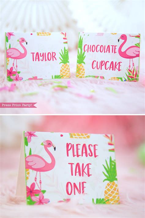 Flamingo Party Place Cards Food Labels Printable Flamingo Birthday