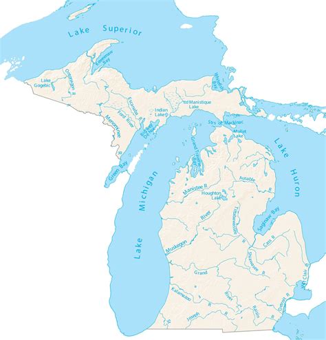 Map Of Michigan Lakes And Rivers Cape May County Map