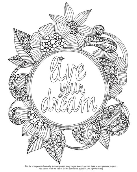 Live Your Dream Free Coloring Pages Coloring Pages Mandala