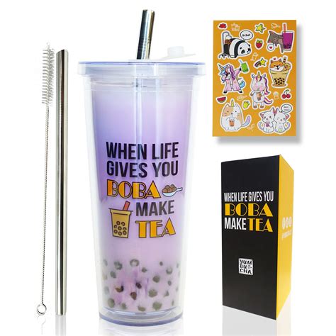 Buy Yumbucha Reusable Boba Cup With Stainless Steel Boba Straw