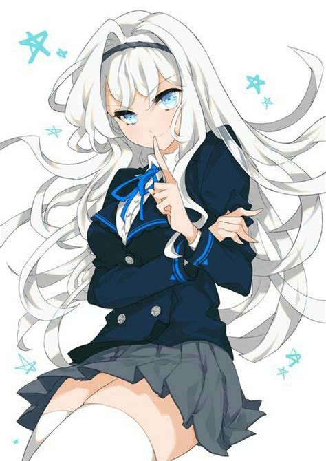 Pin By Geekalicious On White Haired Blue Eyes Anime Girls Anime