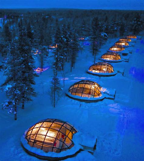 Glass Igloos Travel Finland Kakslauttanen Artic Resort Hotel A Side