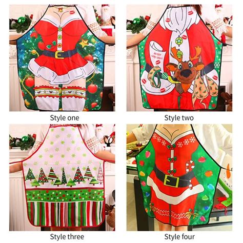 Sexy Women Christmas Printed Apron Commercial Restaurant Barbecue Home Dining Room Cooking