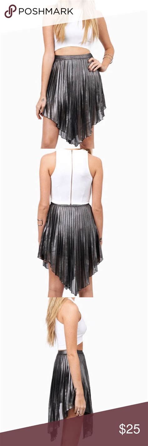silver pleated skirt fashion clothes design pleated skirt