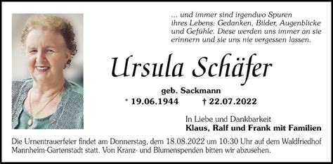 Traueranzeigen Von Ursula Schäfer Trauerportal Ihrer Tageszeitung