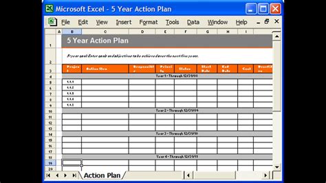 Action Plan Template Excel Youtube