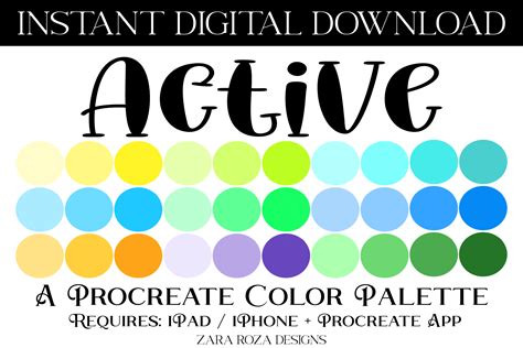 Active Procreate Color Palette Graphic By ZaraRozaDesigns Creative Fabrica