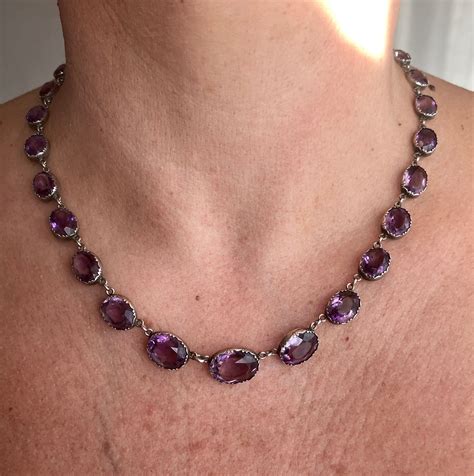 Silver Amethyst Rivière Necklace Jewellery Hound
