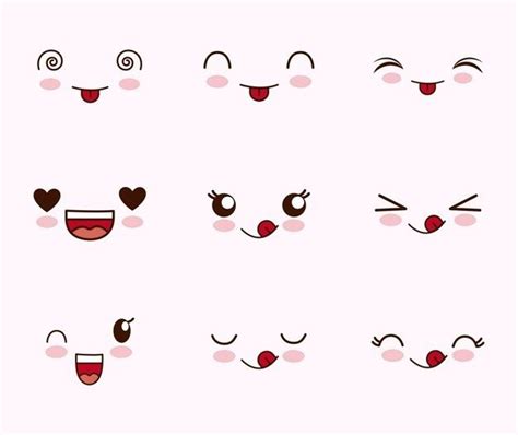Download Cute Set Of Faces Kawaii For Free Cute Cartoon Faces Kawaii