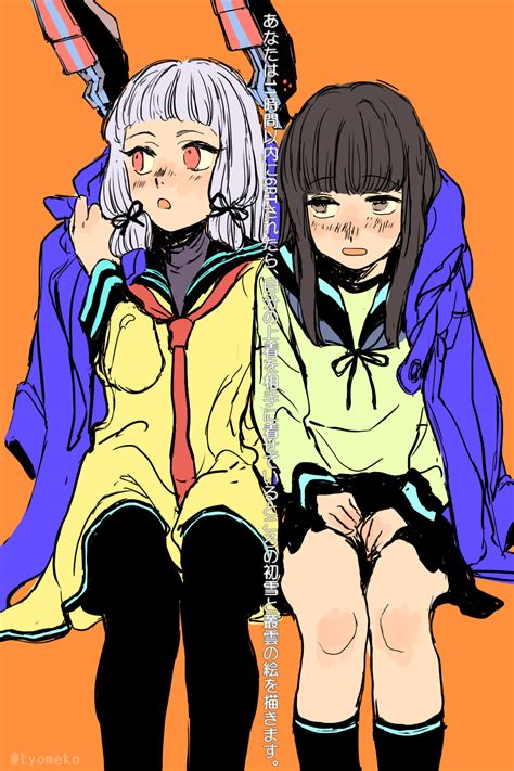 Safebooru 2girls Bangs Black Hair Blunt Bangs Brown Eyes Coat Dress