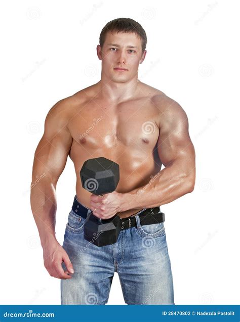 Junges Bodybuildertraining Mit Dumbbell Stockfoto Bild Von