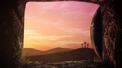 Easter Sunrise Tomb Crosses Motion Video Background