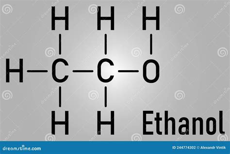 Ethanol Ethyl Alcohol Molecule Chemical Structure Skeletal Formula Vector Illustration