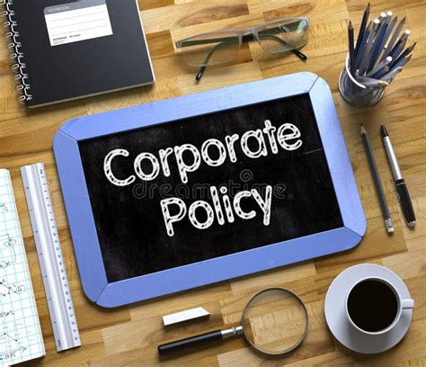 Corporate Policy Concept On Small Chalkboard 3d Stock Photo Image