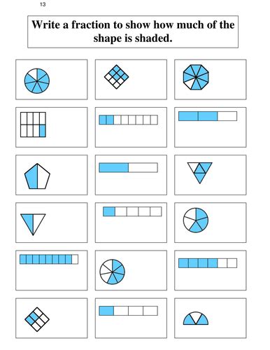 Fractions 12 Identifying The Fraction Shaded Teaching Resources