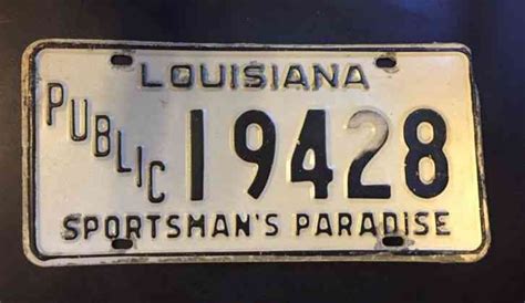 50s 60s Vintage Louisiana Public License Plate Nr