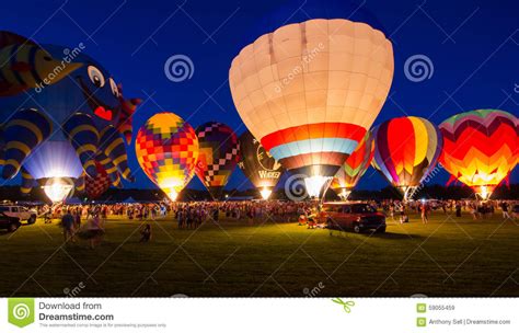 Evening Glow Hot Air Balloon Festival Editorial Stock Image Image Of