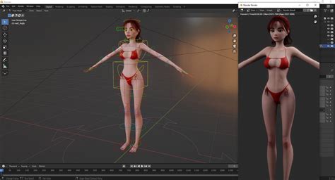 Prestige Red Hair Stylized Cartoon Female 3d Model Naked Woman Rigged