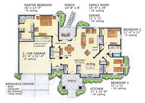 Craftsman House Plan with 3 Bedrooms, 2 Baths & a 2-Car ...