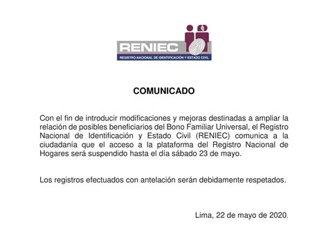 Accede a tu registro social de hogares. ¡Aceptaron su error! Reniec suspende la plataforma virtual ...