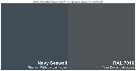 Sherwin Williams Navy Seawall Tiger Drylac Equivalent RAL 7016