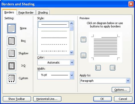 Setting The Distance Between Text And Borders Microsoft Word