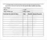 Food Order Form Template Word